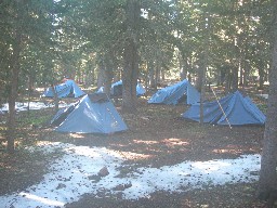 Campsite at Mt Phiilips Camp  (with hail on ground)